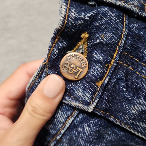 RARE!! Vintage Lee Riders Dark Acid Wash High Rise Tapered Leg Baggy "Mom" Jeans - Picture 11 of 14